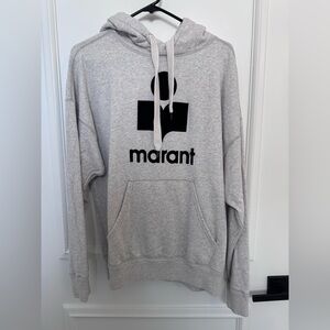 Isabel Marant oatmeal colored Hoodie with velvet Black Logo